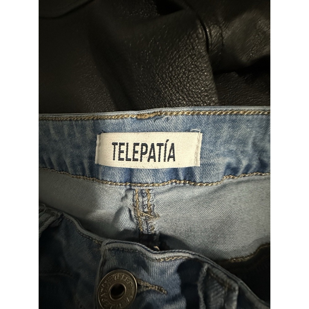 Telepatia Flower Child Bell Bottom Flare Flower Embroidered Jeans Size 7/28 - Picture 7 of 8